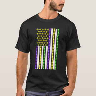 American Flag Mardi Gras Fleur De Lys New Orleans T-Shirt