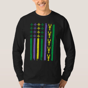 American Flag Mardi Gras Funny Mardi Gras Crawfish T-Shirt