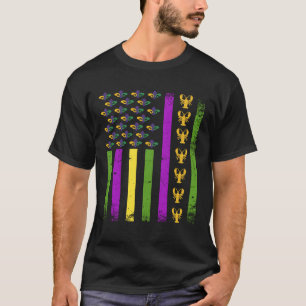 American Flag Mardi Gras Happy Mardi Gras Crawfish T-Shirt