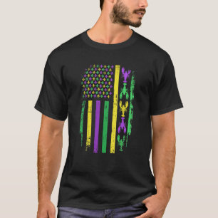 American Flag Mardi GrasMardi Gras Crawfish Outfit T-Shirt