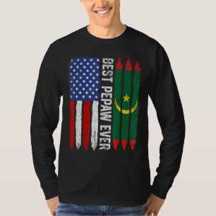 American Flag & Mauritania Flag Best Pepaw Ever Fa T-Shirt