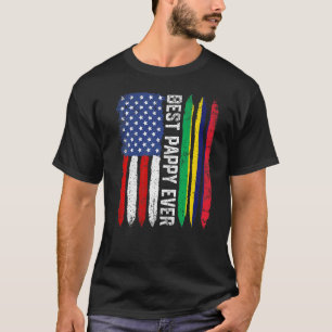 American Flag & Mauritius Flag Best Pappy Ever Fam T-Shirt