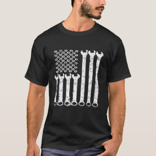 American Flag Mechanic Combination Wrench T-Shirt