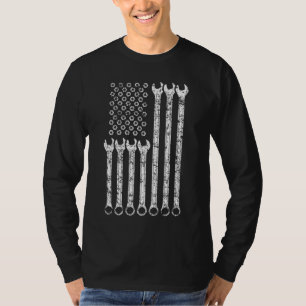 American Flag Mechanic Wrench Hoodie Gift Mens Wom T-Shirt