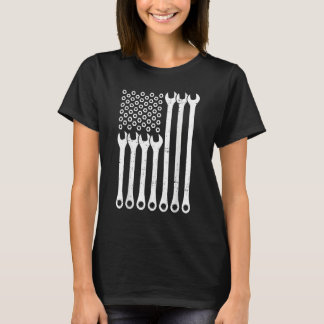 American Flag  Mechanics  Repairmen Wrenchs T-Shirt