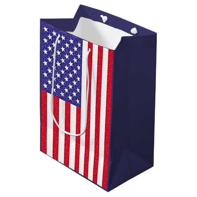 American flag medium gift bag (Front Angled)
