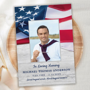 American Flag Memorial Military Veteran Funeral Thank You Card