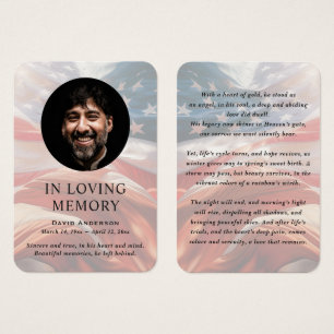 American Flag Memorial Photo Prayer Cards