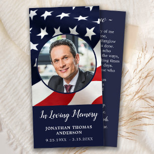 American Flag Memorial Prayer Card Bookmark Photo