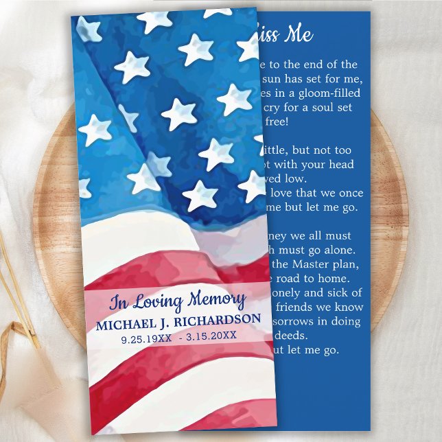 American Flag Memorial Prayer Funeral Bookmark  (Creator Uploaded)