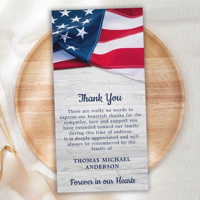 American Flag Memorial Veteran Military Funeral Thank You Card (Creator Uploaded)