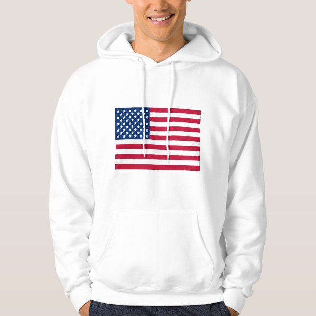 American Flag Men's Basic Hooded Sweatshirt (Front)