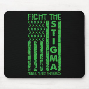 American Flag Mental Health Awareness Green Ribbon Mouse Mat