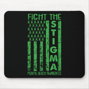 American Flag Mental Health Awareness Green Ribbon Mouse Mat