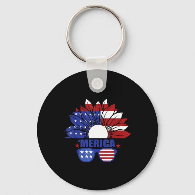 American Flag Merica 4th of July Independence Day Key Ring (Front)