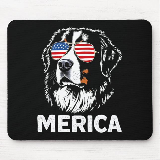 American flag merica bernese mountain 4th of july mouse mat (Front)