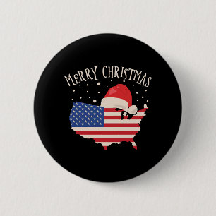 American flag Merry Christmas design 6 Cm Round Badge