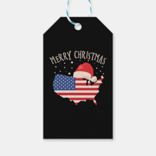 American flag Merry Christmas design Gift Tags
