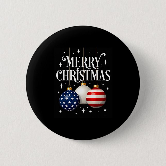American Flag Merry Christmas Tree Baubles Us Patr 6 Cm Round Badge (Front)