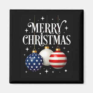 American Flag Merry Christmas Tree Baubles Us Patr Magnet