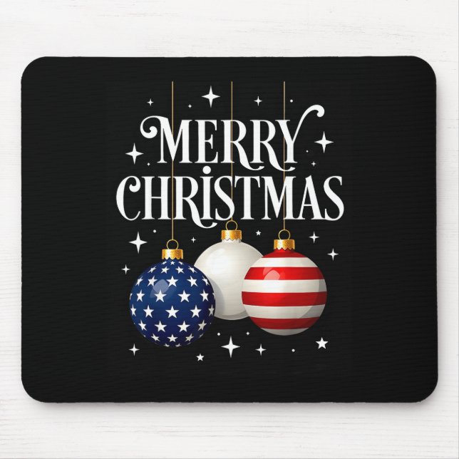 American Flag Merry Christmas Tree Baubles Us Patr Mouse Mat (Front)