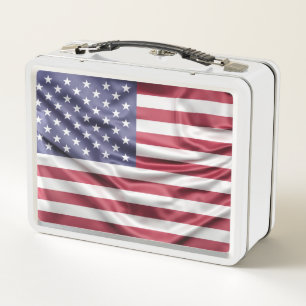 American Flag Metal Lunch Box