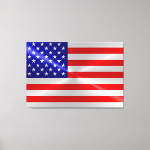 American Flag Metallic Metal Canvas Print