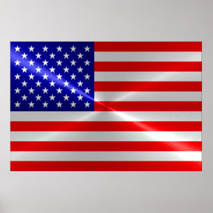 American Flag Metallic Metal Poster