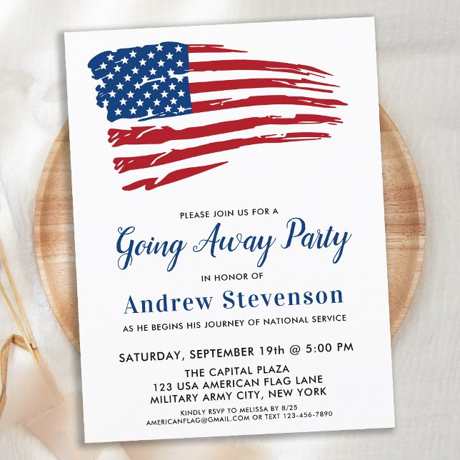 American Flag Military Going Away Party Announcement Postcard (Creator Uploaded)
