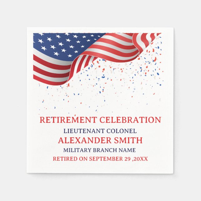 American Flag Military Retirement Party Napkin (Front)