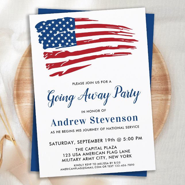 American Flag Military Soldier Going Away Party Invitation (Creator Uploaded)
