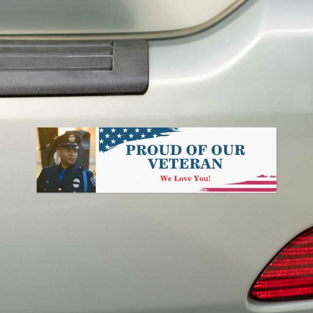 American Flag Military Veteran Bumper Sticker (On Car)