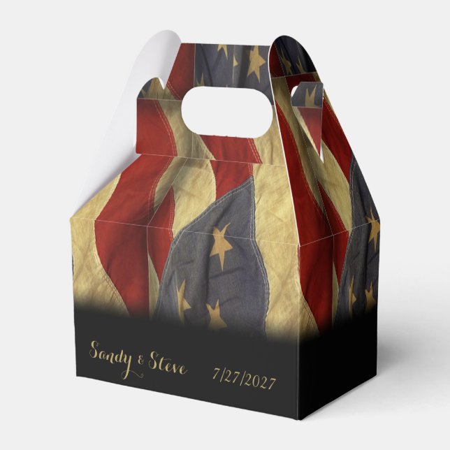 American Flag Military Wedding Favour Boxes (Front Side)