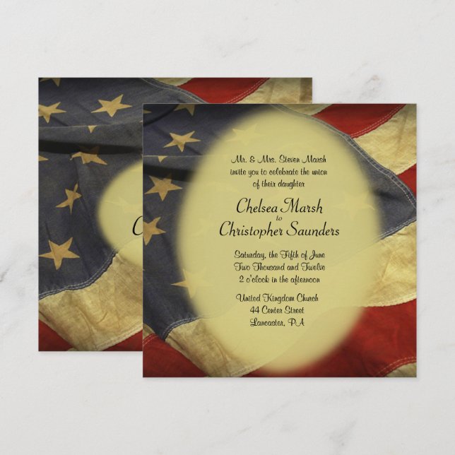 American Flag Military Wedding Invitation (Front/Back)
