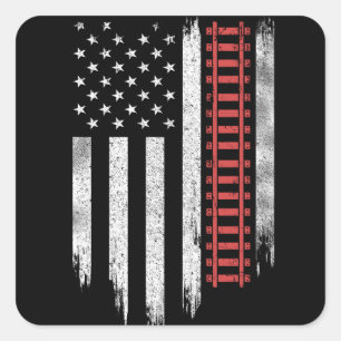 American Flag Model Train Railroad Square Sticker
