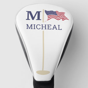 American Flag Monogram Name Golf Head Cover