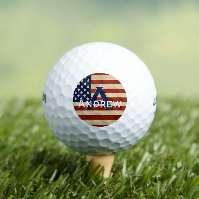 American Flag Monogram Personalised Golf Ball (Insitu Tee)