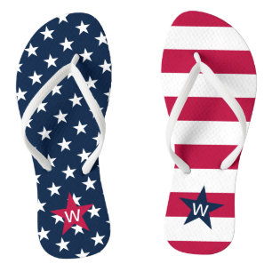 American Flag Monogrammed Stars Stripes Flip Flops