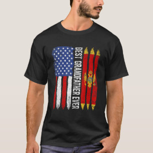 American Flag Montenegro Flag Best Grandfather Eve T-Shirt