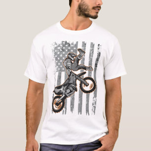 American Flag Motorcross Braap Dirt Bike Off Road T-Shirt