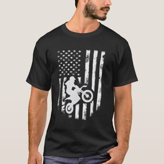 American Flag Motorcross Dirt Bike Jacket T-Shirt (Front)