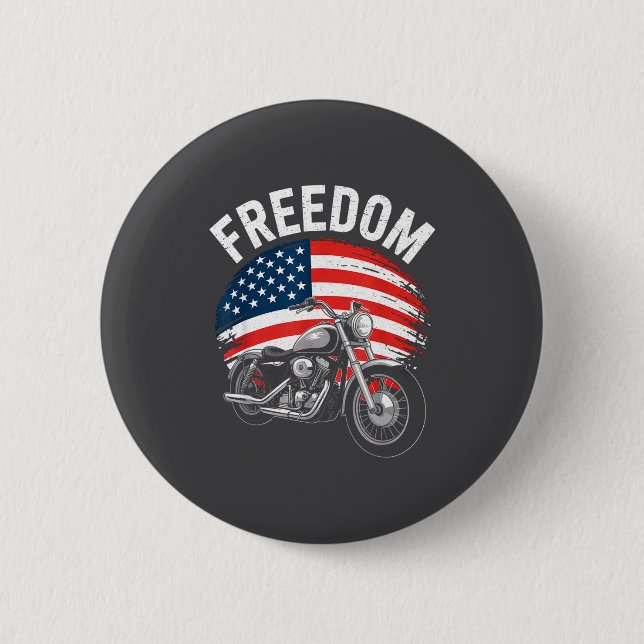 American Flag Motorcycle  6 Cm Round Badge (Front)