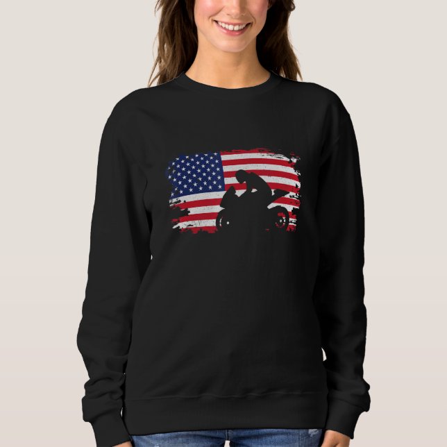 American Flag Motorcycle Apparel  Biker Motorcycle Sweatshirt (Front)