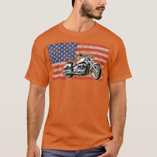 American Flag Motorcycle Biker 167 T-Shirt