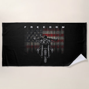 American Flag Motorcycle Freedom Beach Towel