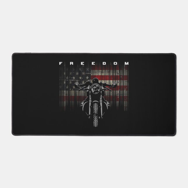 American Flag Motorcycle Freedom Desk Mat (Front)