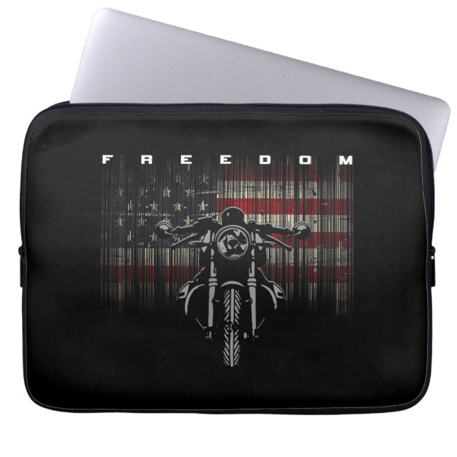 American Flag Motorcycle Freedom Laptop Sleeve (Front)