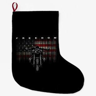 American Flag Motorcycle Freedom Large Christmas Stocking