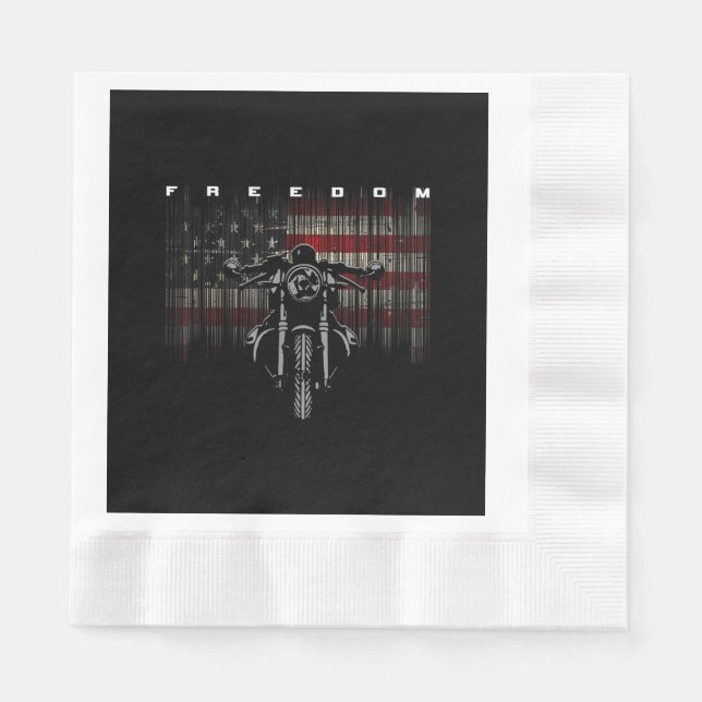 American Flag Motorcycle Freedom Napkin (Front)