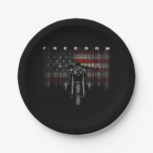 American Flag Motorcycle Freedom Paper Plate